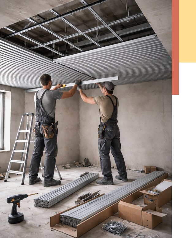 Монтаж реечного потолка в Щекино от 4631 руб. под ключ | ОТДЕЛОЧНИК-Екн