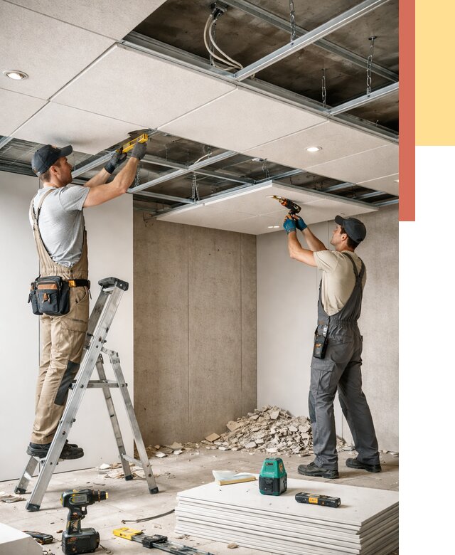 Монтаж акустического потолка в Щекино от 6690 руб/м2 — быстро и недорого | ОТДЕЛОЧНИК-Екн