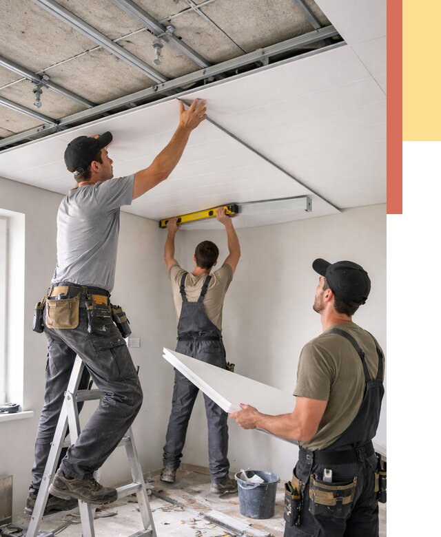 Монтаж потолка из ПВХ панелей в Щекино от 3602 руб./м2 — быстро и недорого | ОТДЕЛОЧНИК-Екн