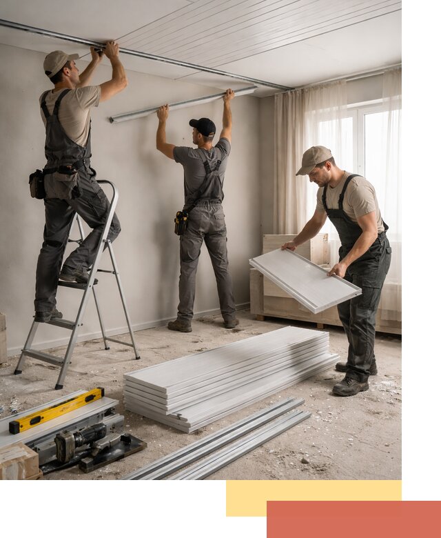 Монтаж потолка из ПВХ панелей в Щекино оперативно и качественно