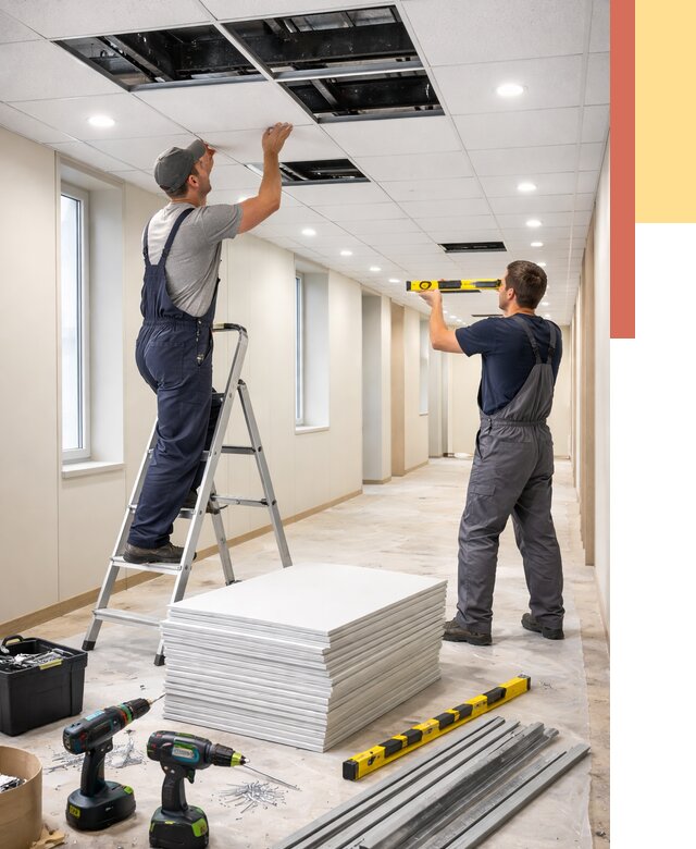 Ремонт потолка Армстронг в Щекино от 4631 руб. — быстро и недорого | ОТДЕЛОЧНИК-Екн