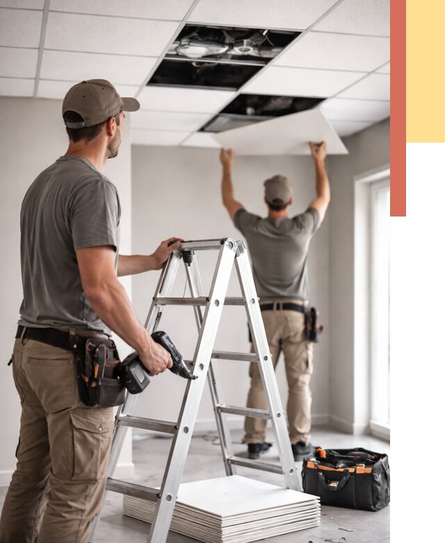 Обслуживание подвесного потолка в Щекино от 3602 руб. — быстро и недорого | ОТДЕЛОЧНИК-Екн