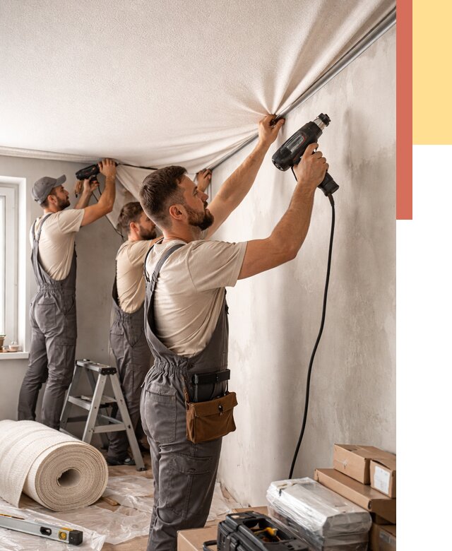 Монтаж фактурного натяжного потолка в Щекино от 772 руб. — ОТДЕЛОЧНИК-Екн