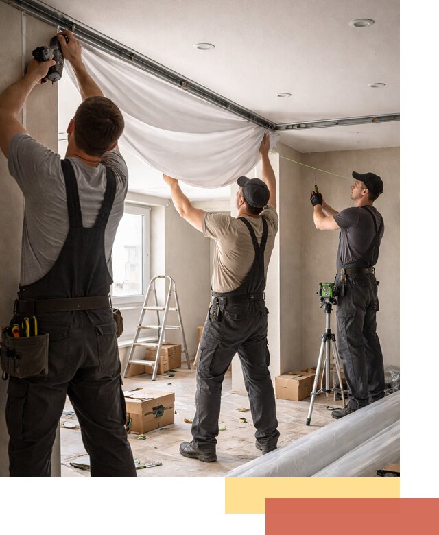 Монтаж парящего натяжного потолка под ключ в Щекино