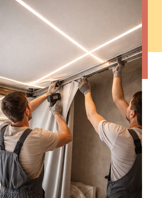 Монтаж натяжного потолка со световыми линиями в Щекино от 1235 руб. | ОТДЕЛОЧНИК-Екн