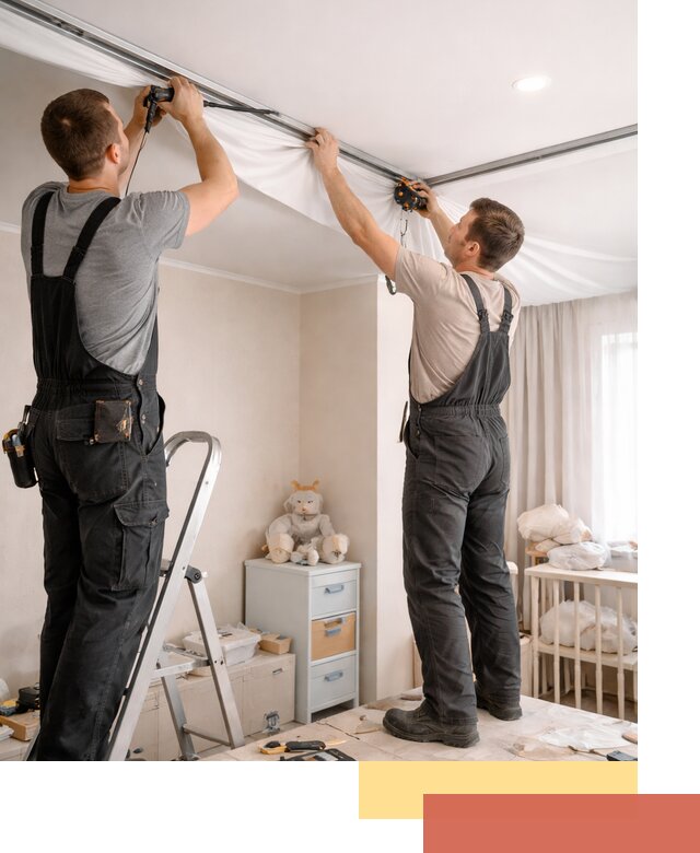 Монтаж натяжного потолка в детской комнате в Щекино