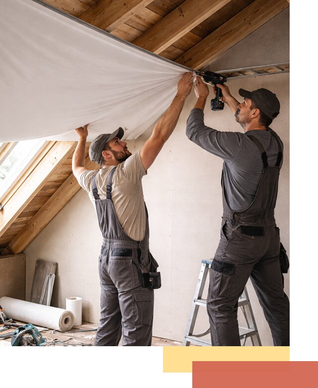 Монтаж натяжного потолка в мансарде в Щекино