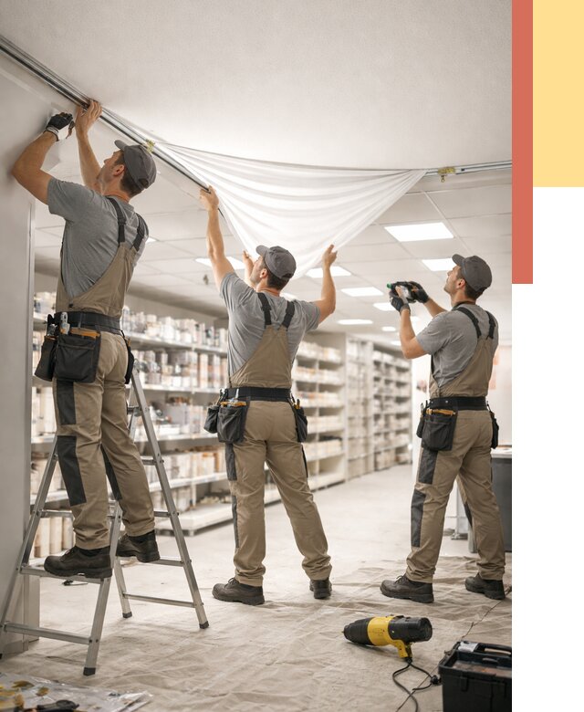 Монтаж натяжного потолка в магазине в Щекино от 4631 руб. быстро и недорого | ОТДЕЛОЧНИК-Екн