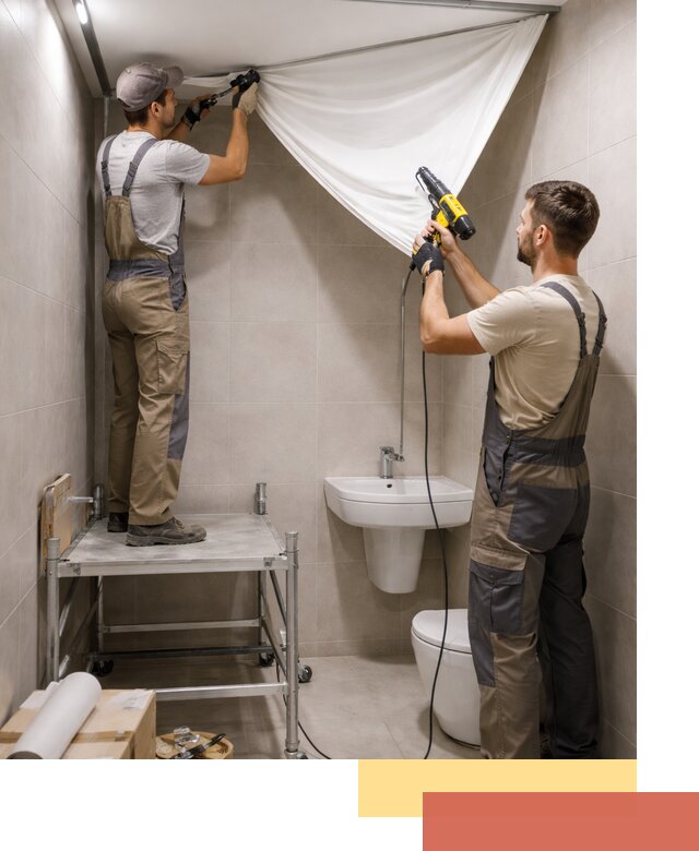 Монтаж натяжного потолка в санузле в Щекино