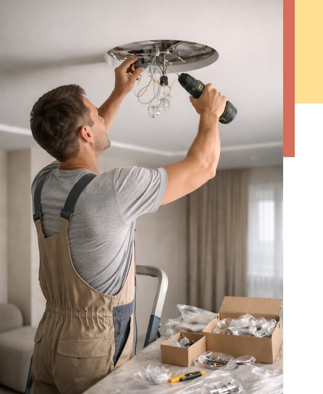 Установка люстры в натяжной потолок в Щекино от 1235 руб. | Быстро и недорого — ОТДЕЛОЧНИК-Екн