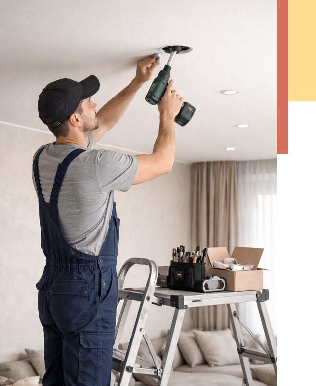 Установка и монтаж точечных светильников в натяжной потолок в Щекино от 1853 руб. | ОТДЕЛОЧНИК-Екн