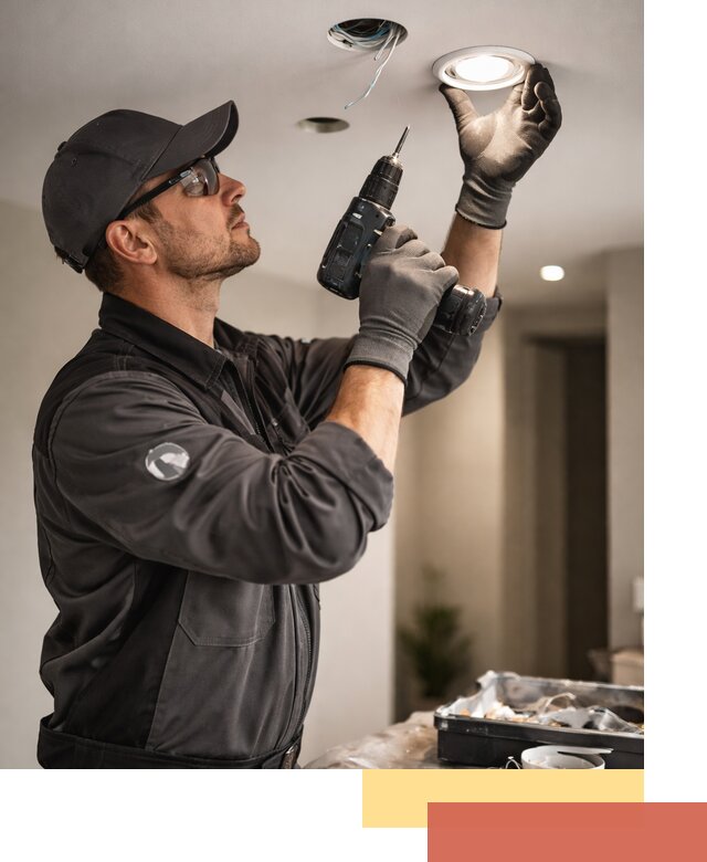 Установка точечных светильников в натяжной потолок в Щекино