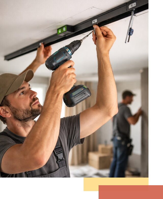 Установка трековых светильников в натяжной потолок в Щекино