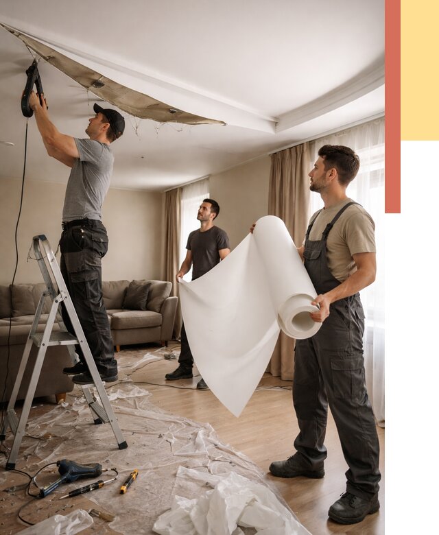 Замена полотна натяжного потолка в Щекино от 9777 руб. быстро и недорого | ОТДЕЛОЧНИК-Екн