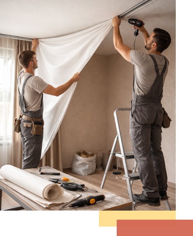 Замена полотна натяжного потолка в Щекино быстро и качественно