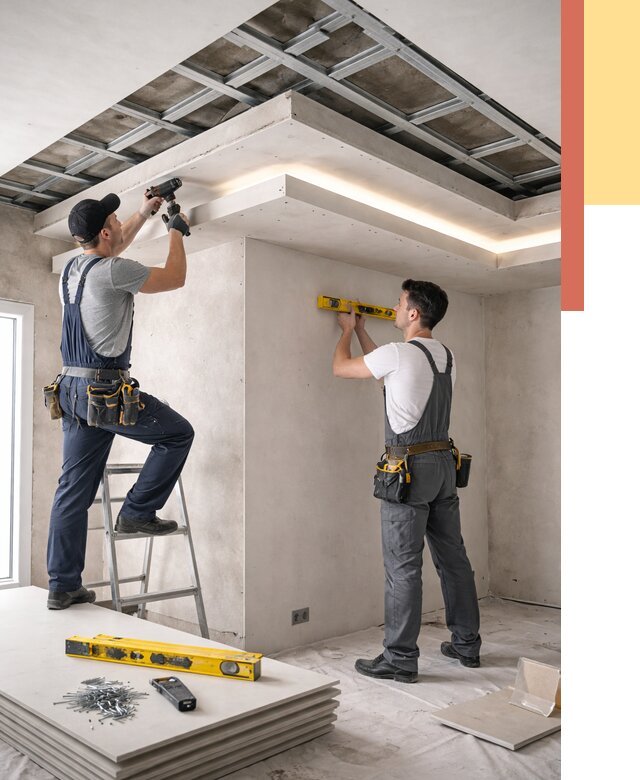 Двухуровневый потолок из гипсокартона в Щекино от 1492 руб. под ключ | ОТДЕЛОЧНИК-Екн