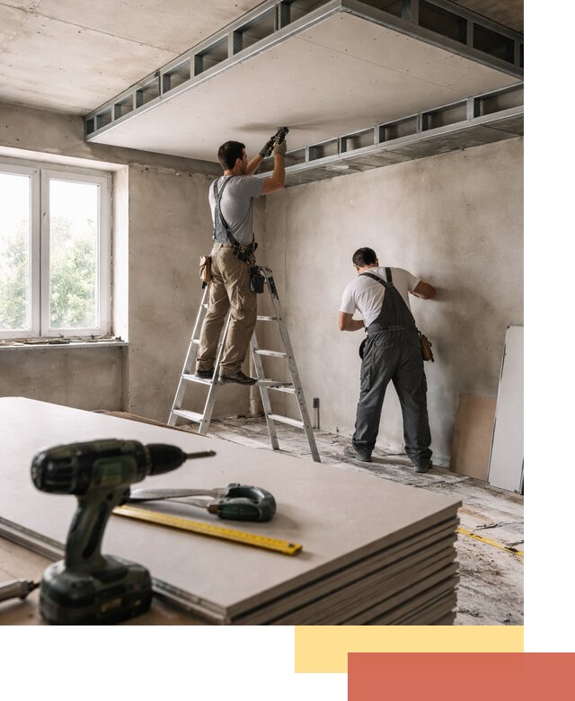 Двухуровневый потолок из гипсокартона в Щекино