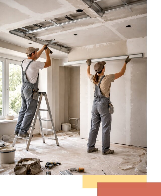 Монтаж многоуровневого потолка из гипсокартона в Щекино