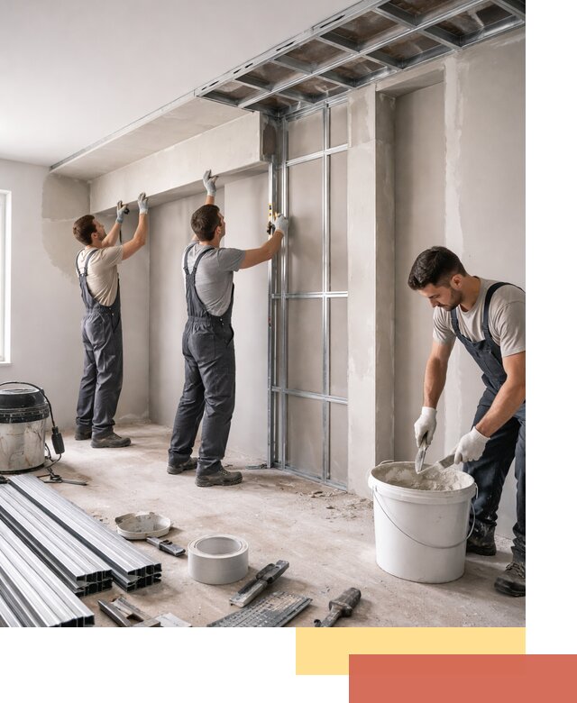 Монтаж потолка из гипсокартона с нишей в Щекино