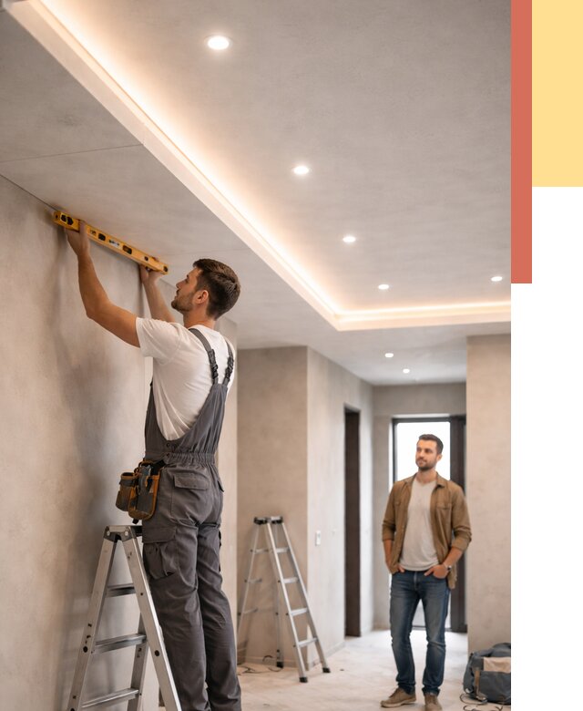 Потолок из гипсокартона с подсветкой в Щекино от 772 руб./м2 под ключ | ОТДЕЛОЧНИК-Екн