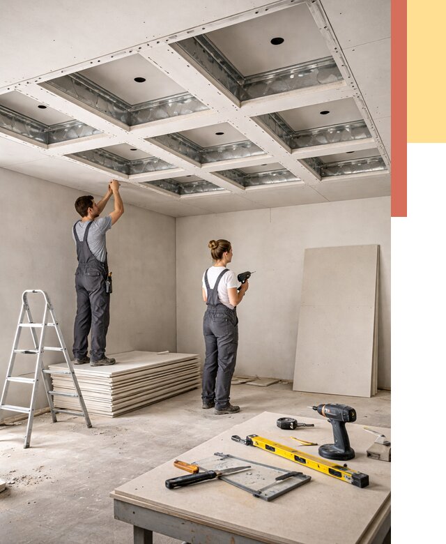 Кессонный потолок из гипсокартона в Щекино от 1904 руб. — монтаж и под ключ | ОТДЕЛОЧНИК-Екн