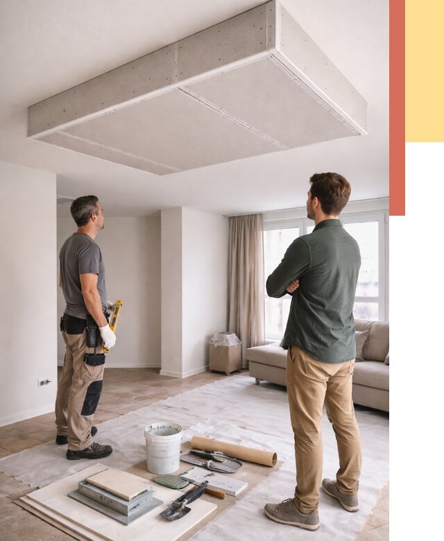 Короб на потолке из гипсокартона в Щекино от 2264 руб. — монтаж и услуги под ключ | ОТДЕЛОЧНИК-Екн