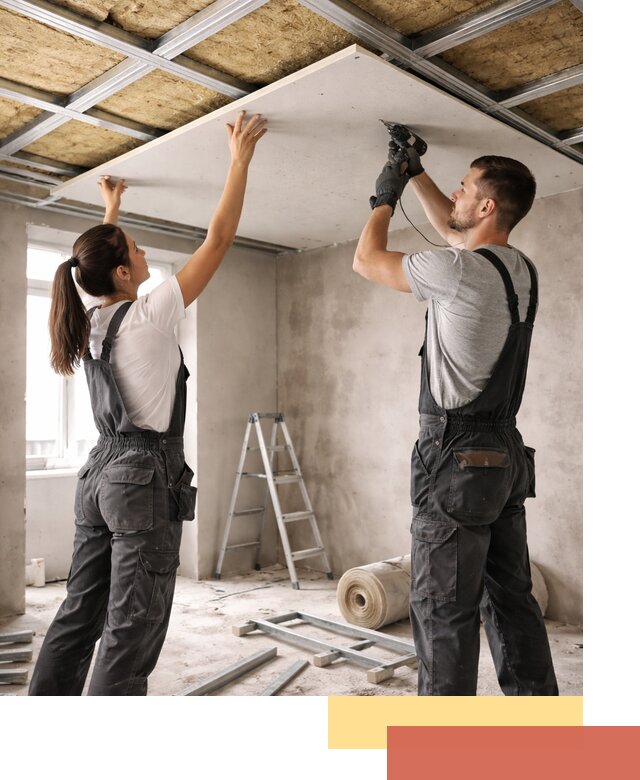 Звукоизоляция потолка из ГКЛ в Щекино профессионально и надежно