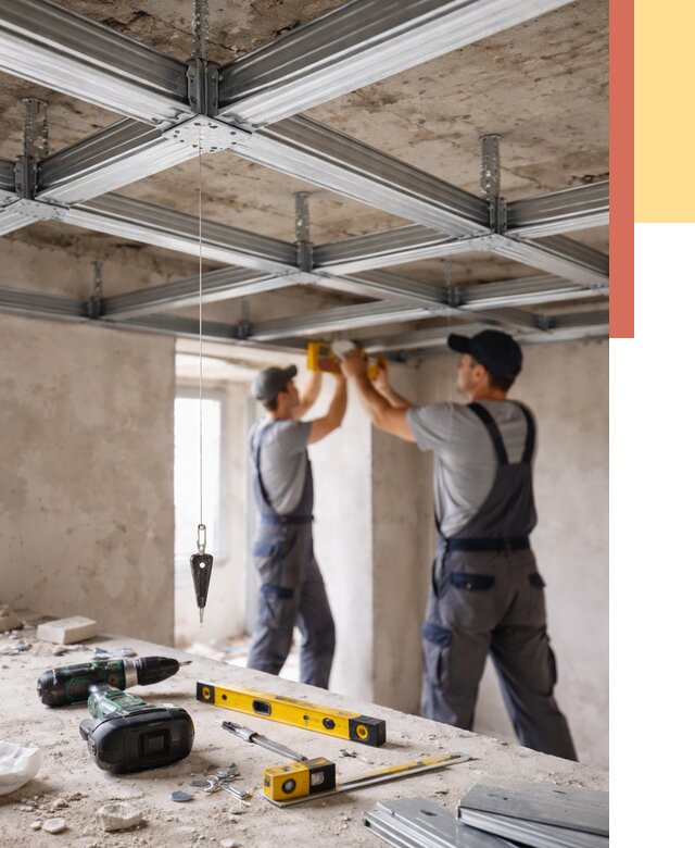 Монтаж каркаса потолка из профиля в Щекино от 4631 руб. — услуги ОТДЕЛОЧНИК-Екн