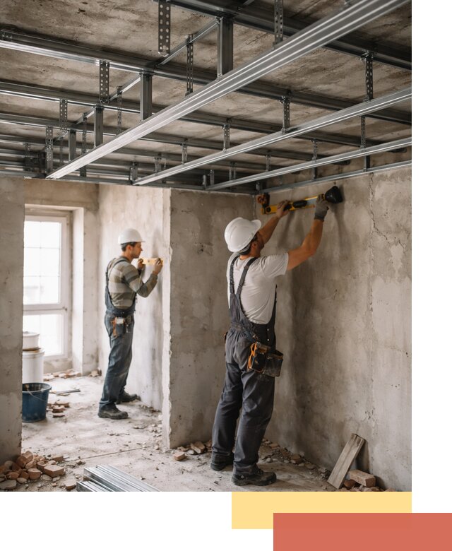 Монтаж каркаса потолка из профильного профиля в Щекино