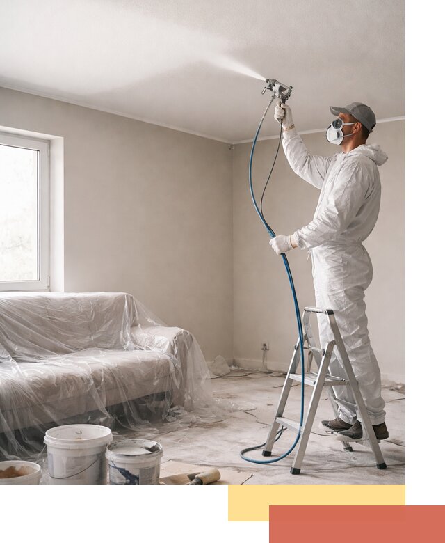 Покраска потолка краскопультом в Щекино быстро и качественно