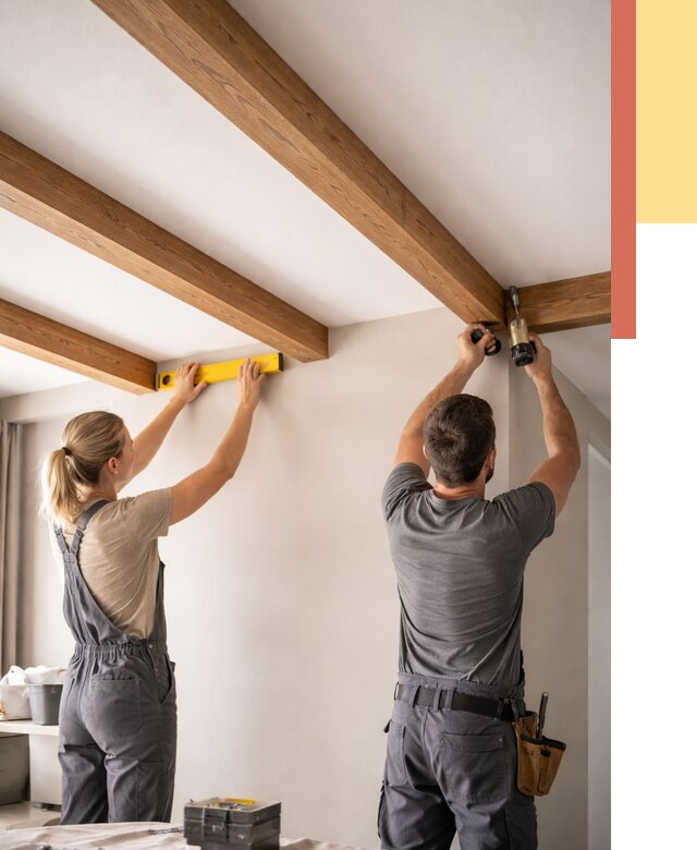 Монтаж декоративных балок на потолок в Щекино от 4323 руб. — ОТДЕЛОЧНИК-Екн