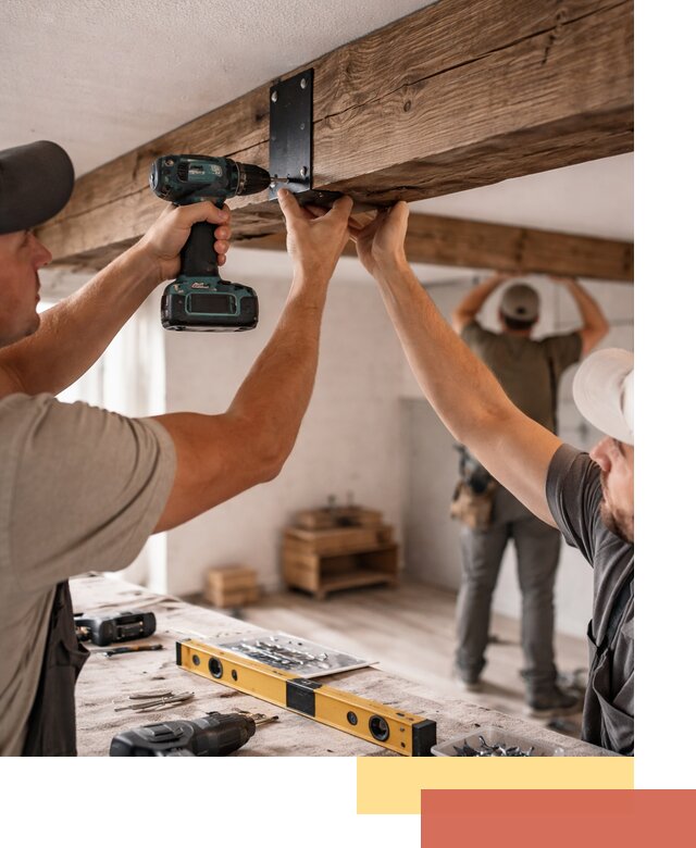 Монтаж декоративных потолочных балок в Щекино